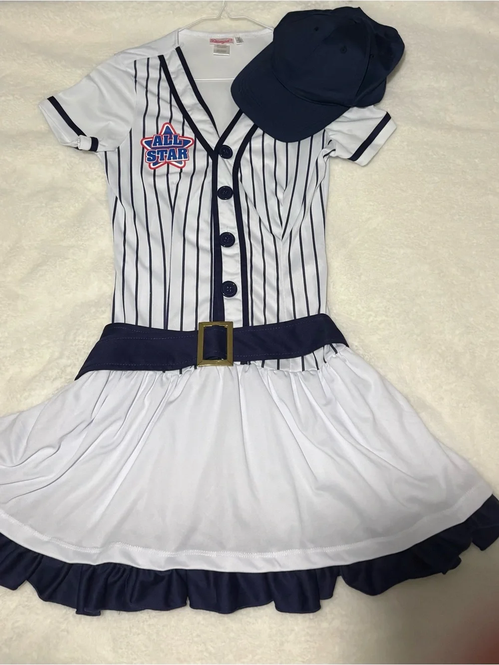 Dreamgirl White & Navy All-Star Baseball Dress Costume